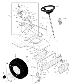 Steering Diagram and Parts List for 387004X48A 2004 Briggs and Stratton Lawn Tractor